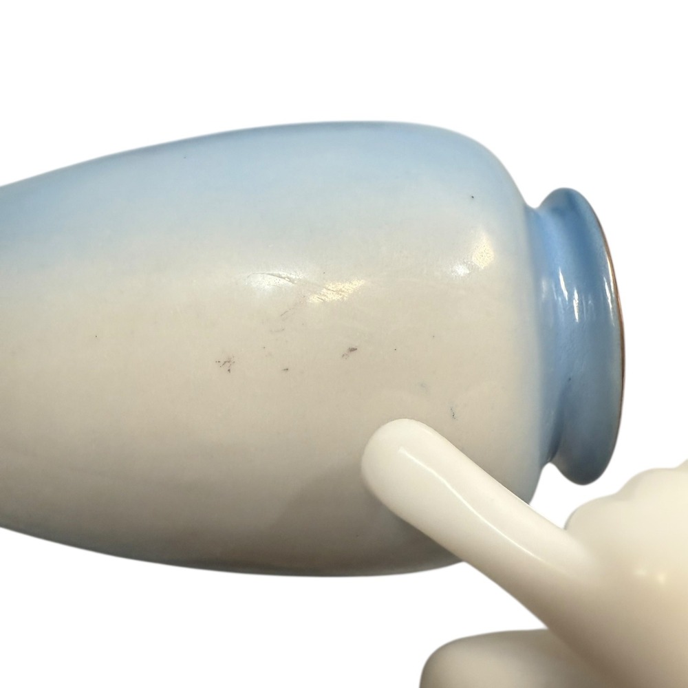 VTG Lord's Prayer‎ Mini Vase Floral Hand Painted Porcelain Blue Gilt Rim Collect - Picture 7 of 15